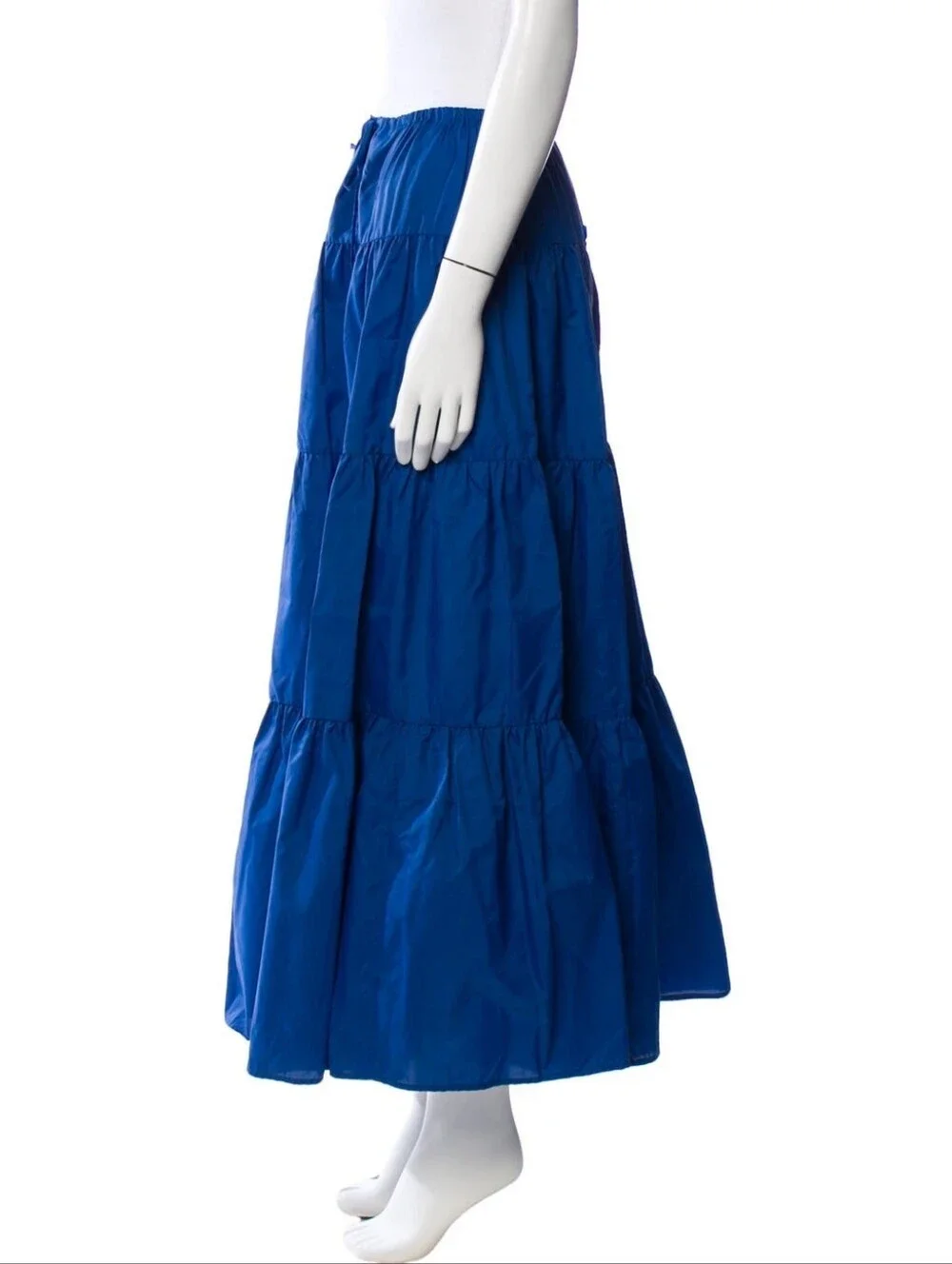 STAUD Lucca Tiered Maxi Skirt in Cobalt Blue M, Women's Casual Summer Size XS